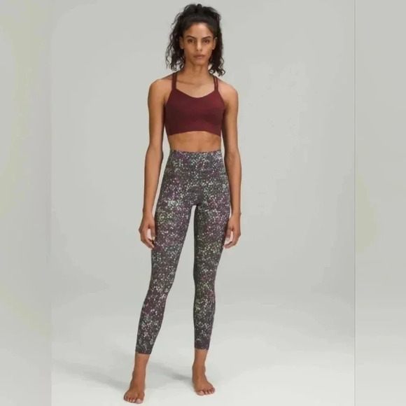 Lululemon‎ Align High Rise Crop Size 2 Floral Leggings Purple Green Yoga Pants - Picture 1 of 7